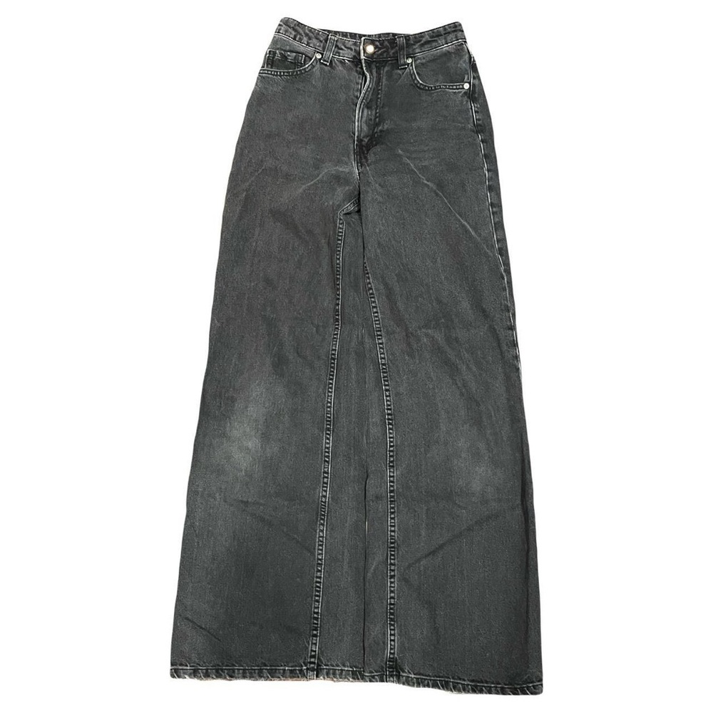 Y2K Black Faded Baggy Wide Leg Flared Jeans